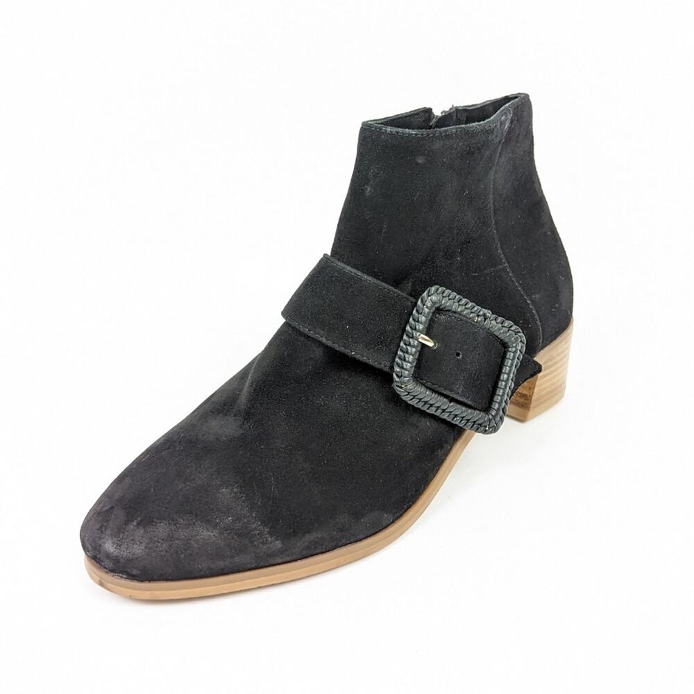 Jack Rogers Ankle Booties 6 Black Suede Buckle Side Zip Classic